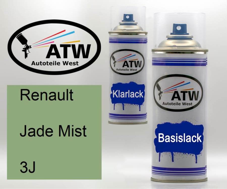 Renault, Jade Mist, 3J: 400ml Sprühdose + 400ml Klarlack - Set, von ATW Autoteile West.